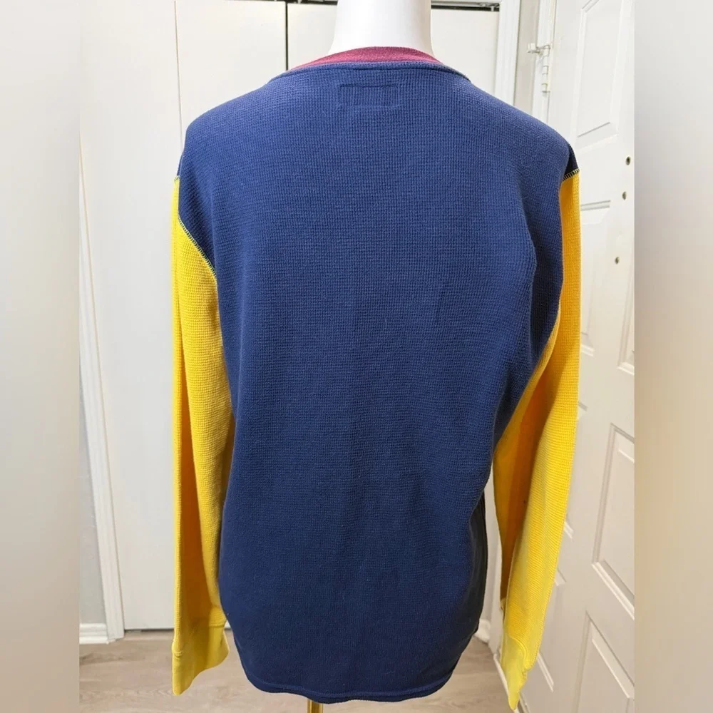 Polo by Ralph Lauren Men's Blue and Yellow Crewneck Sweater